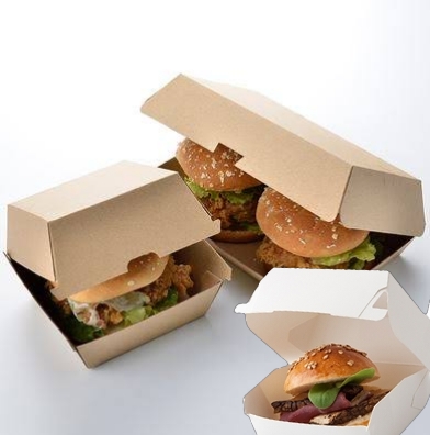White & Kraft Paper Burger Box